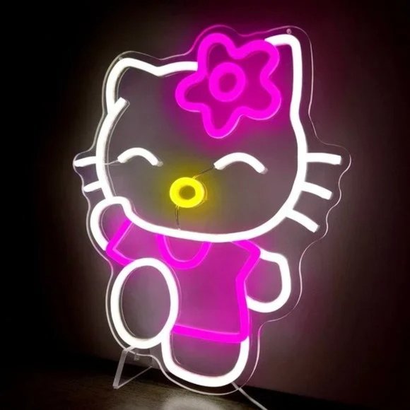Neon Light Hello Kitty Cartoon Anime Japanese Kawaii LED Girls/Teen Gift Decor